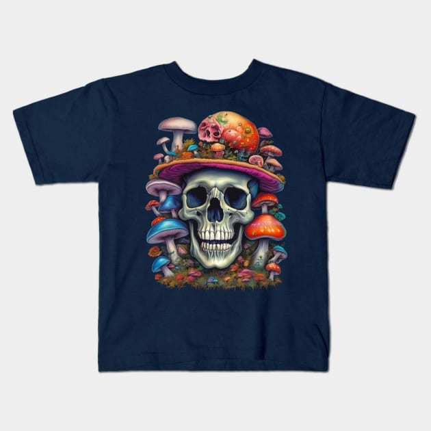 shroomy skull III Kids T-Shirt by circlestances